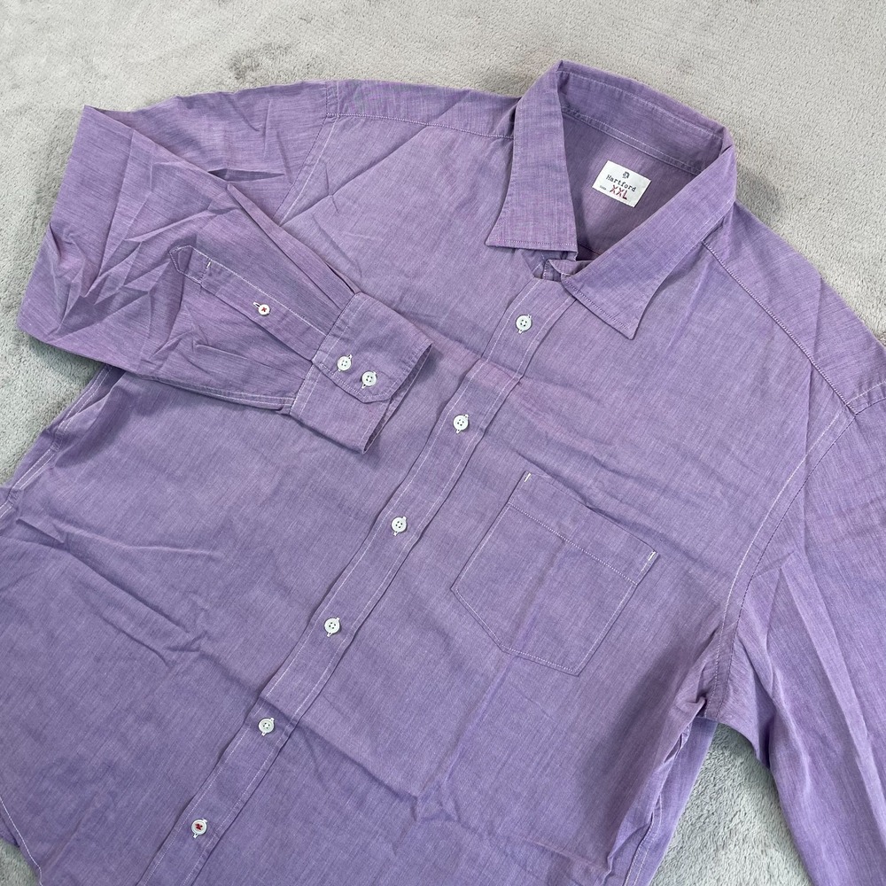 Hartford Alternative Shirt Men 2XL Lavender Long Sleeve Pocket Designer‎ Preppy